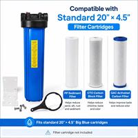 Boîtier de filtre à eau pour toute la maison 20" x 4.5", système de filtration de sédiments Big Blue pour la conduite d'eau principale