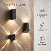 Applique murale LED en aluminium moulé sous pression 2/4 voies IP65 pour villa, cour, hôtel, projet paysager commercial