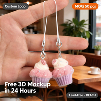 Porte-clés en peluche Kawaii Cupcake avec logo personnalisé, mini-breloques dessert pour téléphone