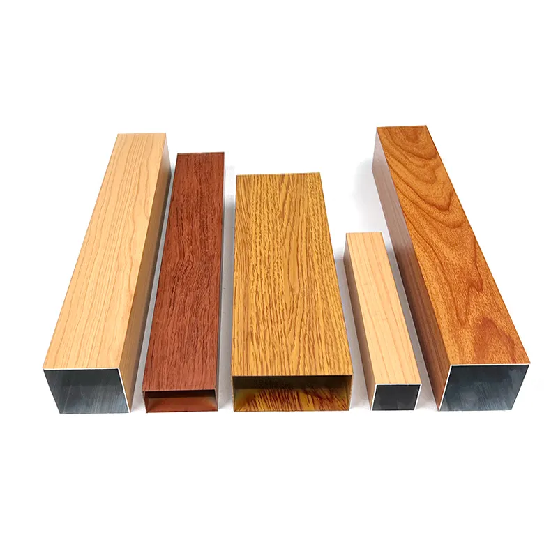 Outdoor Using Fluorocarbon Wood Grain Aluminium Profile Aluminum Wood Finish Profile For Australia