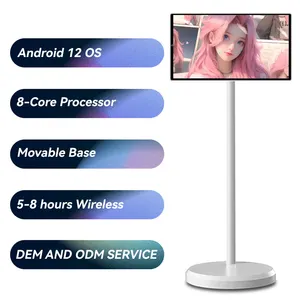 2024 New 6000Mah Battery Mobile Smart Tv Android Screen Rolling Portable Tv 21.5 Inch Stand By Me Tv