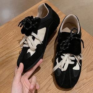 Chaussures de sport pour femmes en cuir de vache rétro à imprimé léopard, design à rabat, style allemand, lacets en cuir, Forest Gump Board, été, antidérapantes - Product Image 3