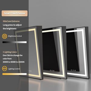 Espejo de tocador montado en la pared con marco de inclinación de <span class=keywords><strong>baño</strong></span> Led regulable de 3 colores, espejo antiniebla con luz frontal <span class=keywords><strong>para</strong></span> silla de ruedas discapacitada - Product Image 3