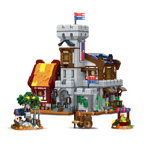 MORK 3 en 1 <span class=keywords><strong>Castillo</strong></span> Medieval Europeo, Ciudad, Fuerte Europeo, Pueblo Vintage Europeo, Arte para el Hogar, Bloques de Construcción para Armar - Product Image 4