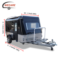 Remorque de caravane à essieu unique personnalisable Wecare avec tente de toit, évier extérieur et cuisinière électrique