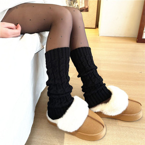 Autumn and Winter Coarse Wool Knitted Leg Warm Push <strong>Socks</strong> Cross-Border Hot Sale Compression Foot Cover with Logo on Cuff - Product Image 2