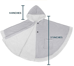 Couverture Poncho Sherpa en peluche pour femmes, housse, en molleton chaud, doux et portable, avec poches - Product Image 5