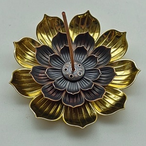 Brass Lotus <b>Incense</b> Stick Holder Chinese Style Ash Catcher <b>Incense</b> Burner Pack for Aromatic <b>Incense</b> <b>Cones</b> and Sticks - Product Image 3
