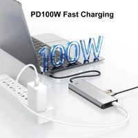 Hub USB 8-en-1 FC&EC en alliage d'aluminium avec boîtier M.2 NVMe SATA SSD USB3.2 Type-C - Station d'accueil compatible pour ordinateur portable USB