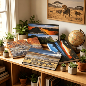 Stampa all'ingrosso di fotolibri di <span class=keywords><strong>paesaggi</strong></span> con copertina in cartone, rilegatura cucita, goffratura, direttamente dalla fabbrica, MOQ basso, prezzo competitivo, spedizione globale - Product Image 1