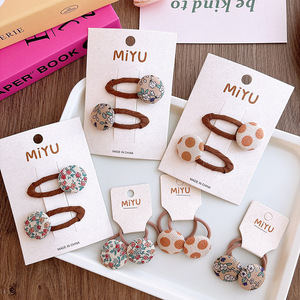 Horquilla de botón Floral de estilo coreano, cuerda para el cabello, tela dulce marrón leche, pinzas para el cabello para niñas, accesorios elegantes para el cabello para bebés y niños - Product Image 4