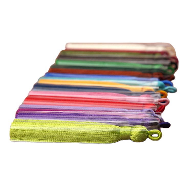 Hot sale home textile customized size nylon colorful small ring coil tassel for garment decorative