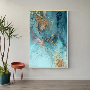 Peintures à l'huile 100% peintes à la main sur toile, Ciel bleu avec oies sauvages dorées - Product Image 2