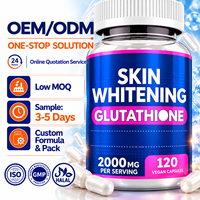 Capsules de Glutathion Marque Blanche OEM 2000mg, 120 Capsules Végétaliennes avec Vitamine C, Curcuma, Antioxydant pour la Santé de la Peau, Fabrication en Usine