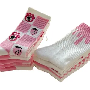 2024 New design spring cute pink carton bear women socks Japanese girl stockings