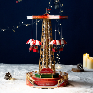 Musical Rotating Santa <b>Balloon</b> Drop Christmas Village Amusement Park Ride LED Light up Holiday Home Decoration Ornament - Product Image 2