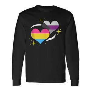 Maglietta a Maniche Lunghe con Bandiera Pan Demisexuale e Cuore, Unisex per Adulti, Stampa Digitale, per Attività Promozionali - Product Image 1