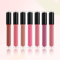 Brillant à Lèvres Étanche et Personnalisé de Logo Vegan Brillant Longue Durée 7 Couleurs Rouge à Lèvres Liquide Nude Mat de Marque Privée