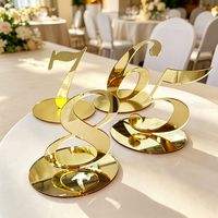 Support de numéro de table en acrylique doré effet miroir, arche cannelée, pour décoration de table de réception de mariage