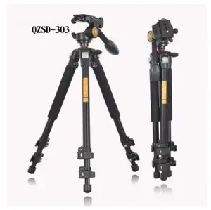 最佳价格QZSD Q303专业相机三脚架快速释放板单手柄液压阻尼器头套装三脚架配件
