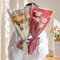 Sac de bouquet transparent en OPP avec lettrage doré, idéal pour la vente en gros, emballage de bouquets, sac cadeau pour fleurs, fournitures pour fleuristes