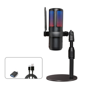 Microphone à condensateur USB, directivité cardioïde, réponse en fréquence 20Hz-20KHz, lumières RGB colorées pour ordinateur, karaoké, <span class=keywords><strong>jeux</strong></span> - Product Image 6