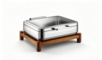 Chauffe-plat hydraulique en acier inoxydable 304 à fond composite, base en bois de luxe, avec cuisinière à induction externe