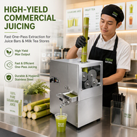 Presse à jus de canne à sucre électrique professionnelle à 4 rouleaux en acier inoxydable, extracteur de jus de canne à sucre à haute extraction avec filtre