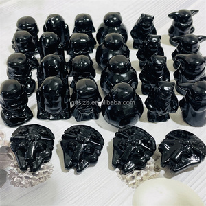 Ensemble de sculptures en obsidienne à thème de petite taille : Baby Yoda, R2D2, BB8, <span class=keywords><strong>Darth</strong></span> <span class=keywords><strong>Vader</strong></span>, Tie Fighter, Stormtrooper, Crystal - Product Image 1