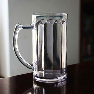 12oz Customizable LOGO Friends Party Suitable <b>PS</b> Plastic Wine Glass Acrylic Mug AS clear Plastic Handle Beer Mug - Product Image 2