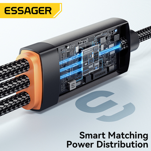 ESSAGER Pd 100W Max telefono cellulare tipo <span class=keywords><strong>C</strong></span> a <span class=keywords><strong>C</strong></span> <span class=keywords><strong>3</strong></span> in 1 cavo di ricarica dati <span class=keywords><strong>3</strong></span> in 1 cavo di ricarica Usb con caricatore orologio - Product Image 5