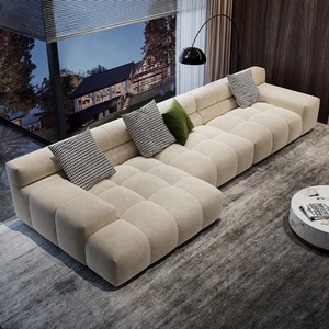 Zayshine - Juego de Sofás Modulares de 3 Plazas en Forma de L para Sala de Estar, Estilo Italiano Minimalista de Lujo, Tapizado en Terciopelo, Ideal para Villas, Apartamentos y Hoteles - Product Image 1