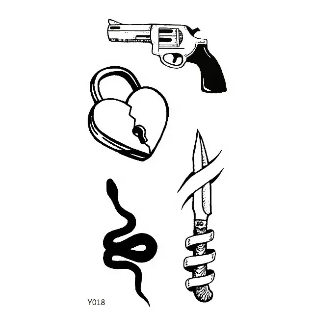 Semi Permanent Tattoo Custom Temporary Tatoo Gun Heart Snake Pattern Custom Combination Knife