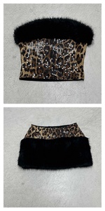 ชุดเซ็ตสองชิ้นลายเสือดาวสไตล์วินเทจสุดฮิต Y2K ความยาวเหนือเข่า แต่งเลื่อมและขนนก สำหรับฤดูใบไม้ผลิ/ฤดูร้อน - Product Image 2