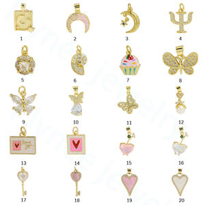 Liontin zirkon tembaga trendi Multi jenis aksesori zirkonia kubik bentuk mata bulan bintang liontin jimat Cinta desain campuran acak - Product Image 1