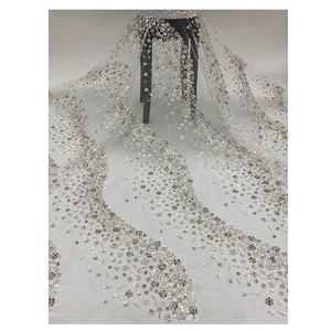 Competitive Price Bridal <strong>Lace</strong> <strong>Fabric</strong> Wholesale <strong>Heavy</strong> <strong>Lace</strong> Embroidery <strong>Fabrics</strong> Wedding Dress Pearl Beaded Bridal <strong>Lace</strong> <strong>Fabric</strong> - Product Image 2