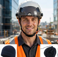 Casques de sécurité de chantier ANT5 CE EN397 ANSI Z89.1 en ABS avec double visière, bonnet en polaire et sac de rangement