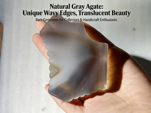 Ensemble d'outils de soin de la peau en pierre d'agate grise Luma 100% naturelle avec logo personnalisé, outil de raclage facial Gua Sha, peigne Guasha - Product Image 6