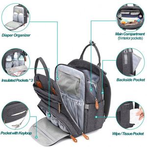 Sac à dos à couches BSCI, sacs à couches multifonctionnels imperméables pour bébé avec matelas à langer et sac de voyage - Product Image 4