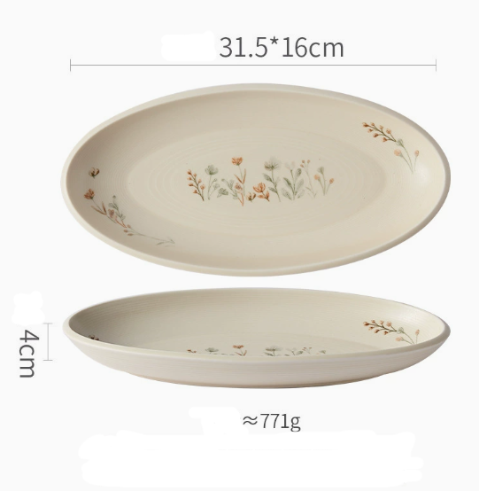 12.5 inch oval plate ivory