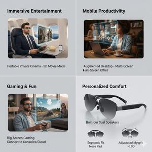 PGlass2 Pro 0.6インチ マイクロOLED ARグラス 1920x1080x2 120Hz Type-C アイディスプレイ Android IOS DP1.2 USB2.0 音楽プレーヤー 160インチ仮想ディスプレイ - Product Image 6