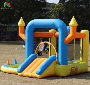 Maison de rebond gonflable pour enfants, château gonflable <span class=keywords><strong>avec</strong></span> toboggan, <span class=keywords><strong>piscine</strong></span>, panier, jeu de fléchettes, trampoline - Product Image 1