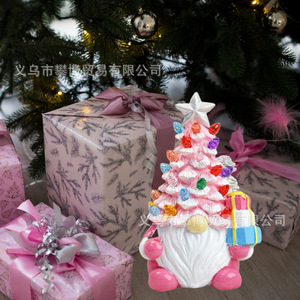 Dwarf Christmas <b>Tree</b> Night Light Pink <b>Led</b> Battery Powered Tap Control Mushroom Shape Decor For Living Room Table - Product Image 1