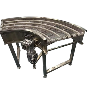 90 graden bochtband transportband van roestvrij staal met draadgaas, op maat gemaakte koel- en droogtransportbanden voor de voedingsindustrie - Product Image 1