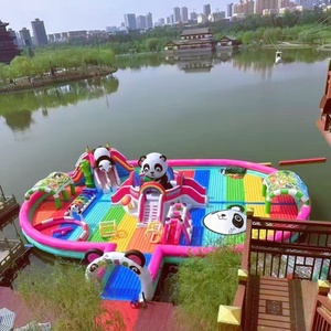 Parque Acuático Inflable Gigante Personalizado con Temática de Panda, Castillo Acuático Comercial de PVC para Niños con Toboganes para Resort en el Lago - Product Image 1