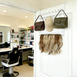 Gancho de 2 niveles para colgar sobre la puerta, de acero al carbono, de doble capa, para extensiones de cabello, pelucas, almacenamiento de toallas, organizador sin perforaciones - Product Image 3