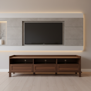 מעמד טלוויזיה מודרני מעץ עם שלוש מגירות לסלון, יחידת טלוויזיה לסלון, ארון טלוויזיה לסלון - Product Image 2