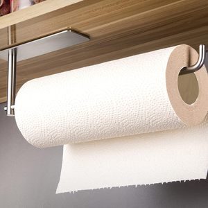 Portarotolo di Carta Ecologico Multifunzione in Acciaio Inox Moderno, Autoadesivo per Installazione Sotto Pensile o a Parete - Product Image 1