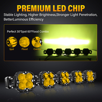 Barre lumineuse LED 5 sections 34 pouces 150W Jaune 5 pods Faisceau réglable 5000 Lumens 12V Universelle pour feux de brouillard tout-terrain Rétrofit/Amélioration