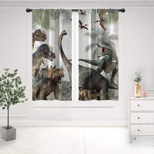Cortinas de Ventana con Diseño de Dinosaurios, Estilo Jurásico, para Niños y Niñas, Animales, Naturaleza, Bosque, Hojas, Lindas, para Habitación de Adolescentes, 2 Paneles - Product Image 5
